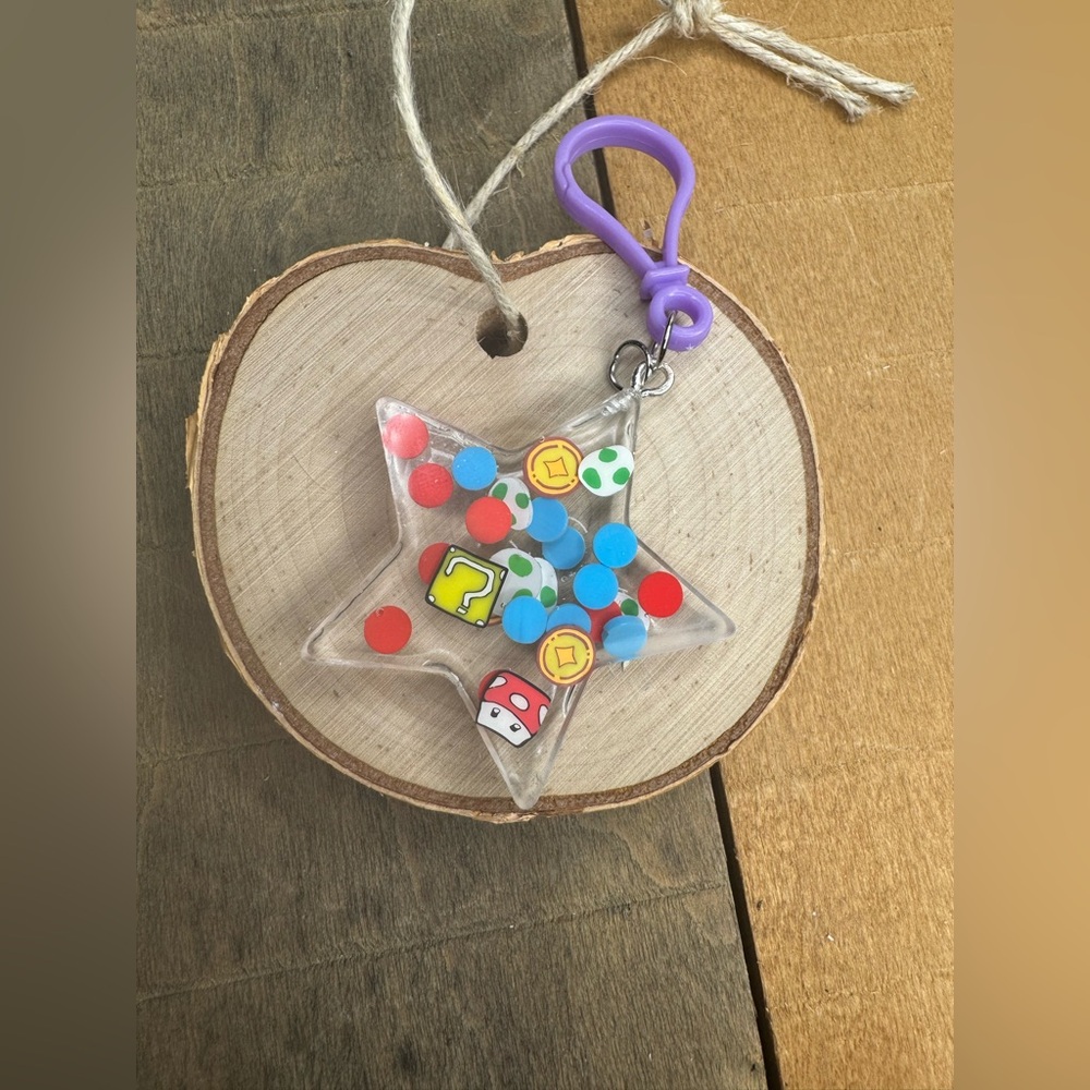 Star Keychain with video game inspired charms newly made